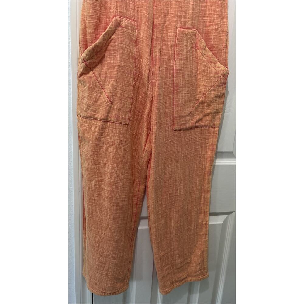 blue b Orange Overalls Romper Size Small Relaxed Adjustable Straps Jumpsuit - Picture 3 of 7